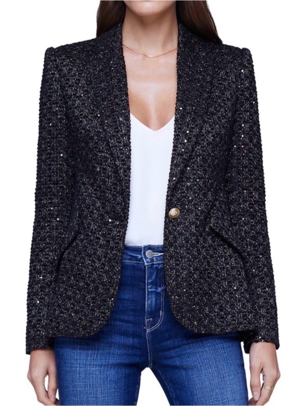 Lagence 🖤 Chamberlain Sequin Tweed Blazer - Picture 5 of 12